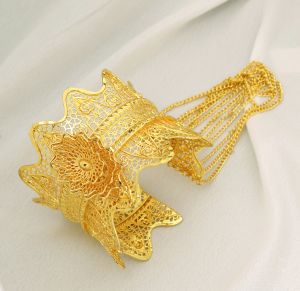 Elegant Gold Filigree Cuff with Angel Wings Motif  Kada