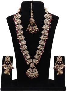 Floral Chandbali Elegance Reverse AD Long Necklaces set.