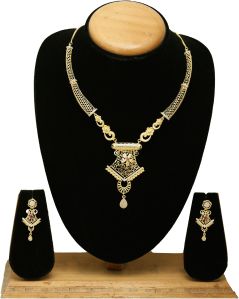 Golden Glow American Diamond Filigree Choker Necklace Set