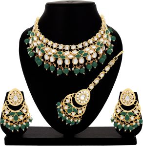 kundan stone gold plated designer choker necklaces set