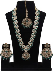 oval floral delight mehndi plated reverse ad long necklace set