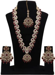 oval floral delight mehndi plated reverse ad long necklace set