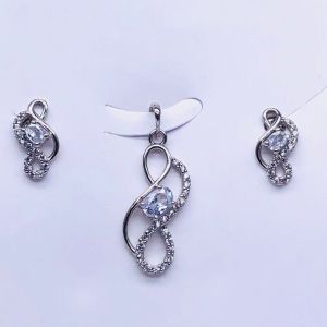 925 sterling silver infinity sparkle pendant set