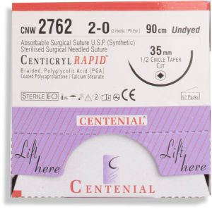 Absorbable Surgical Suture U.S.P (Synthetic) CENTICRYL RAPID Braided, Coated Polyglycolic Acid (PGA)