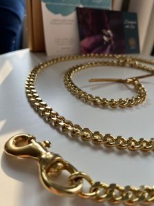 3Keys® Super Heavyweight Brass Dog Leash Diamond Cut Heavy Duty Gold Chain