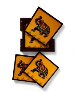 Hand-painted wooden coasters (Elephant Design)