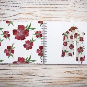 Maroon Flowers Viscose Cotton Fabric