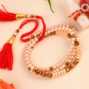 Off White Pearl Beaded Rakhi