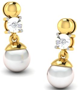 Pearls Gold Polished Drop Earrings in 92.5 Sterling Silver