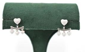 Solitaire Stone Heart Shaped Silver Earrings