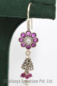 Floral Design Silver Earrings