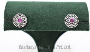 Luscious Ruby Silver Plated Stud Earrings