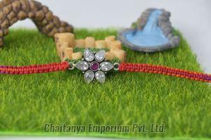 Scintillating Solitaire Stone Silver Rakhi