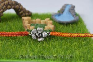 Vibrant Sunflower Design Silver Rakhi