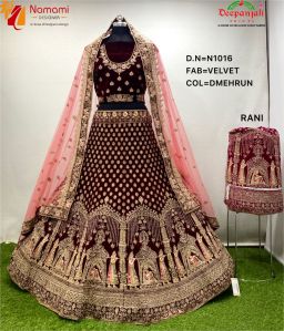 D. Mehrun Velvet Bridal Lehenga Choli