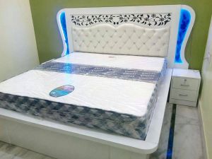White Wooden Double Bed