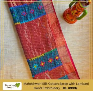 Maheshwari Silk Cotton Sarees with Lambani