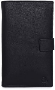 KARA Black Genuine Leather Wallet for Women - Bifold Clutch for Ladies I Passport Holder for Women