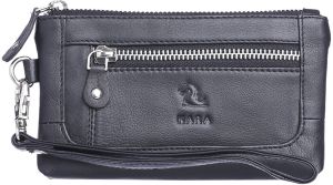 kara women black genuine zipper leather wallet