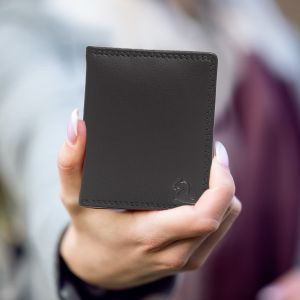 kara black unisex leather card holder