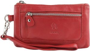 kara women red genuine leather wallet