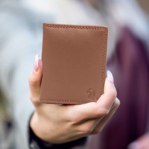 kara tan unisex leather card holder