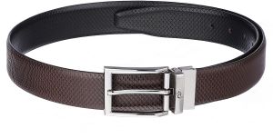 kara textured reversible dual color black brown leather belt