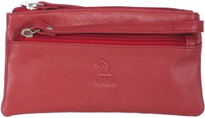 KARA Women Red Leather Purse I Bifold Clutch for Ladies I Genuine Leather Wallet for Women