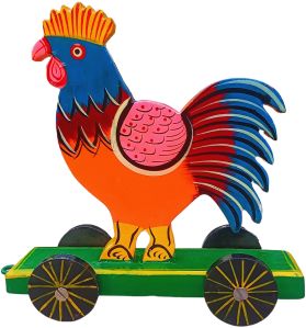 Wooden Hand-Painted Hen Track Toy For Kids