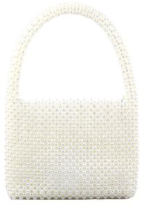 Ladies White Pearl Beaded Hand Bag