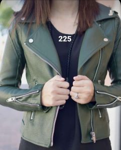 Light Green Ladies Leather Jacket