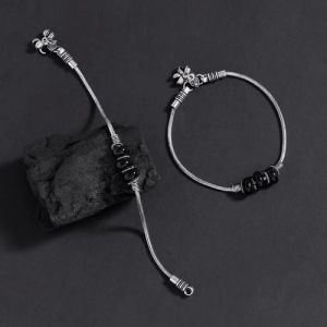 Silver Oxidized Anklets