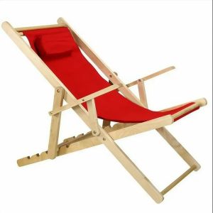 Brown And Red Wooden Easy Chair