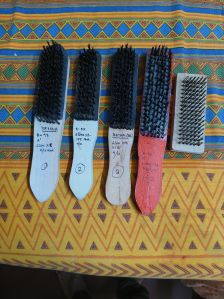 Wooden handle wire brush