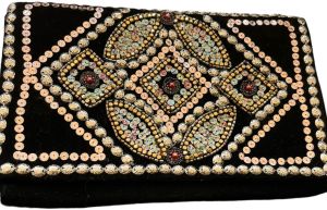 beaded clutch bag with multicolour stone