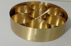 Round Brass Masala Dabba