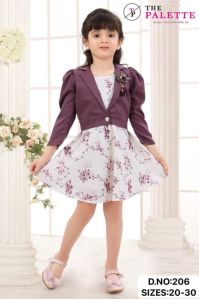 Girls Printed Frock With Jacket