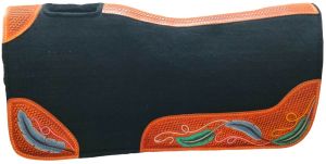 FELT SADDLE PAD WITH HAND TOLLED LEATHER