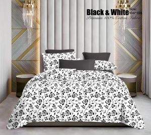 Black & White Cotton Bed Sheet