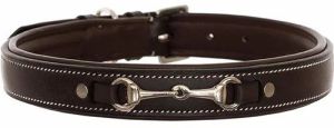 Black Leather Genuine Dog Collar For Animals Use