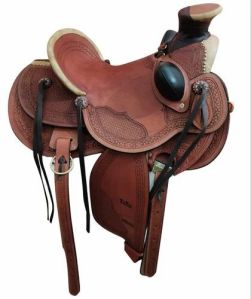 Brown Leather Western Saddle