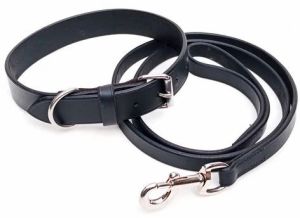 Leather Dog Collar, Color : Black