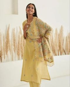 Printed Ladies Linen Salwar Suit, Sleeve Type : Full Sleeves