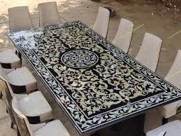 Black Marble Inlay Table Top