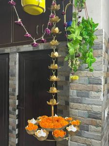 Polished Iron SG4 Rangoli Hanging Urli For Decoration Purpose