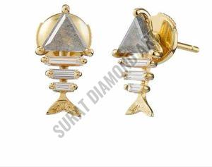 Plain Gold Diamond Earrings, Packaging Type : Fabric Bag