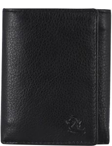 Kara Mens Black Trifold Leather Wallet