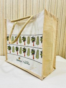 Beautifully Printed Jucos ( Combination Of Jute &AMP;AMP; Cotton) Ladies Shopping Bag For Versatile Use