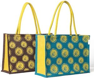 Printed Corporate Gift Jute Bags, Closure Type : Open