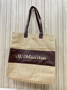 Premium Design Jute Beach Bag With Hand-Embroidery and Leather Finish